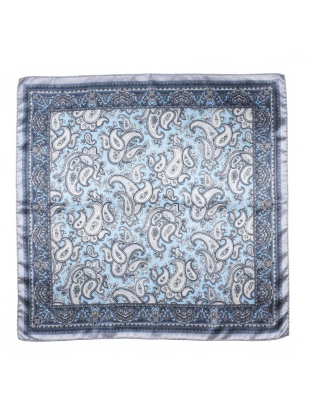 Light Blue Paisley Wild Rag Satin Scarf Western Scarf Cowgirl Neck Scarf Small S